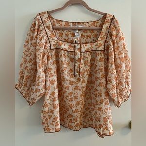 🧡 Joie NWT Leroye Square Neck Top Shirt Blouse - L Large- Porcelain Multi